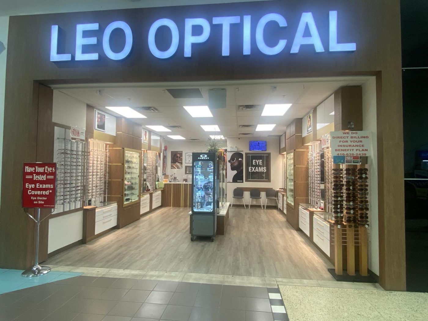 Leo Optical storefront sign at Jane Finch Mall